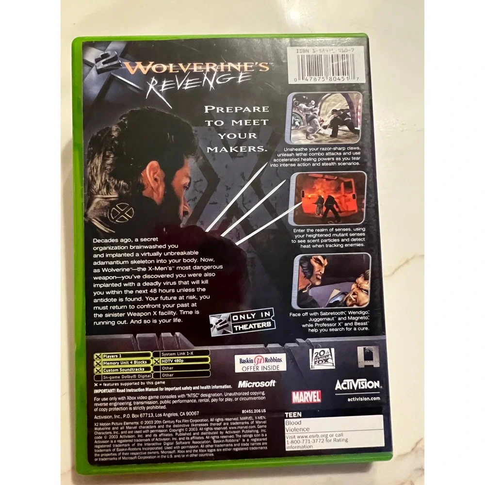 X-Men Next Dimension & X2 Wolverine's Revenge Xbox Game Bundle Marvel Activision